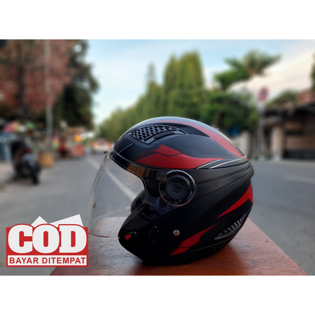 HELM ZEUS ZS - 610 MOTIF MATT BLACK / 0014 RED