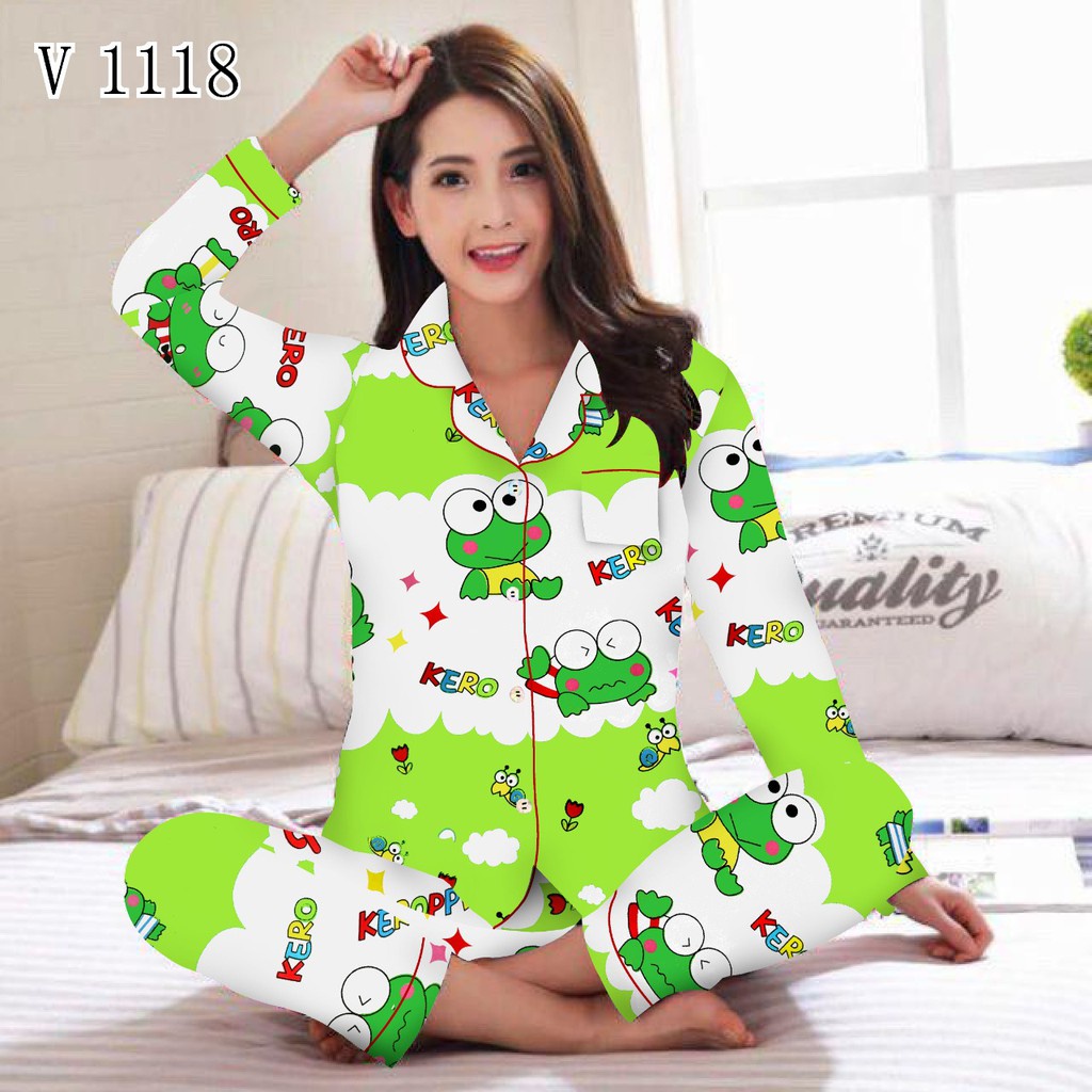 BJ-Piyama PP XXL Wanita Dewasa Murah - Baju Tidur Lengan Panjang-Keropi Awan HMUDA