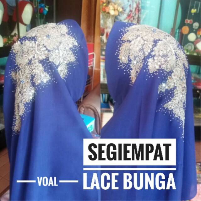 Lace Bunga Square Hijab Segiempat Handmade Voal Premium Original By Aila Cocok Untuk Daily Maupun Be