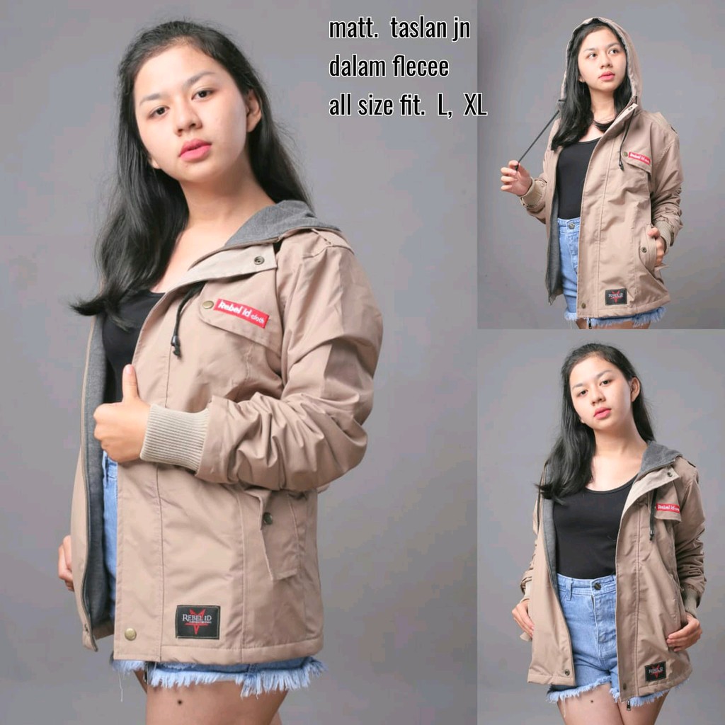 JAKET JACKET HOODIE HODIE PARKA SEMI PARKA HIJABER MUSLIMAH PANJANG PARASUT PARASIT WANITA CEWEK-BLEZER MOCCA