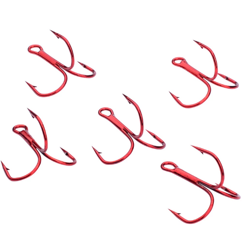 QUINTON Fishing Tackle Treble Hook Pesca Red Hooks Fishing Hooks Bent Round Fishing Accessories For Saltwater Bass 20pcs/lot 2/4/6/8/10# High Carbon Steel