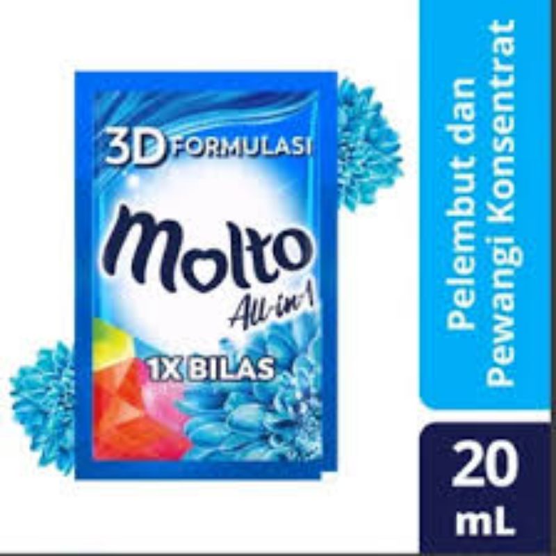 Pewangi Pakaian Molto Sekali Bilas kemasan 1000 rupiah (1 renteng isi 12 sachet @20ml)
