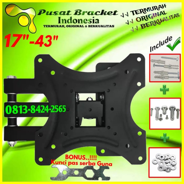 Bracket tv Swifle lengan 17&quot; s/d 43&quot; Flexible 6 arah | IZ.X2-001