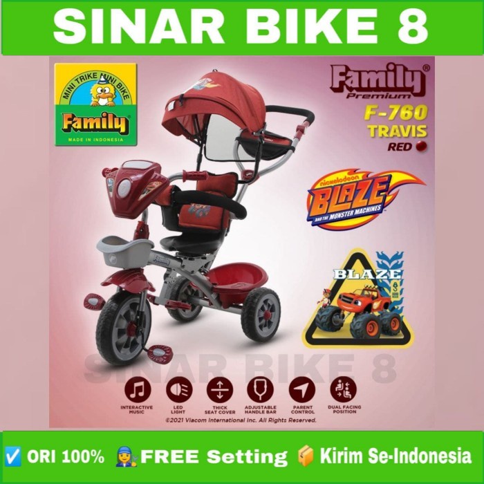 Sepeda Anak Roda Tiga FAMILY TRAVIS F 760 Tricycle Anak Musik Kursi Bisa di Putar