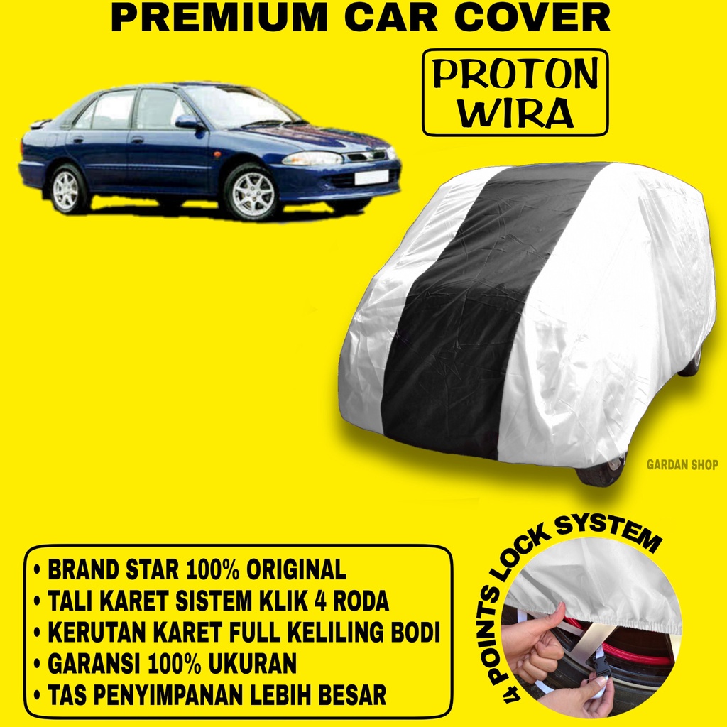 Body Cover PROTON WIRA SILVER HITAM Penutup Bodi Mobil Proton Wira Waterproof PREMIUM