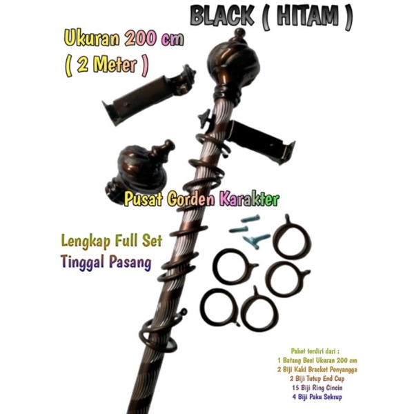 Besi gorden tiang gorden Hordeng batang gagang Hordeng Besi Gorden Rollet Crystal SILVER besi gorden