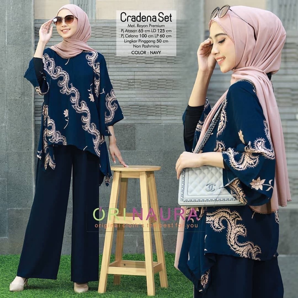 Cradena Set Jumbo - One Set Jumbo Waka Waka Setelan Wanita Rayon Premium  Set Celana Panjang Tie Dye Kekinian LD 125 cm