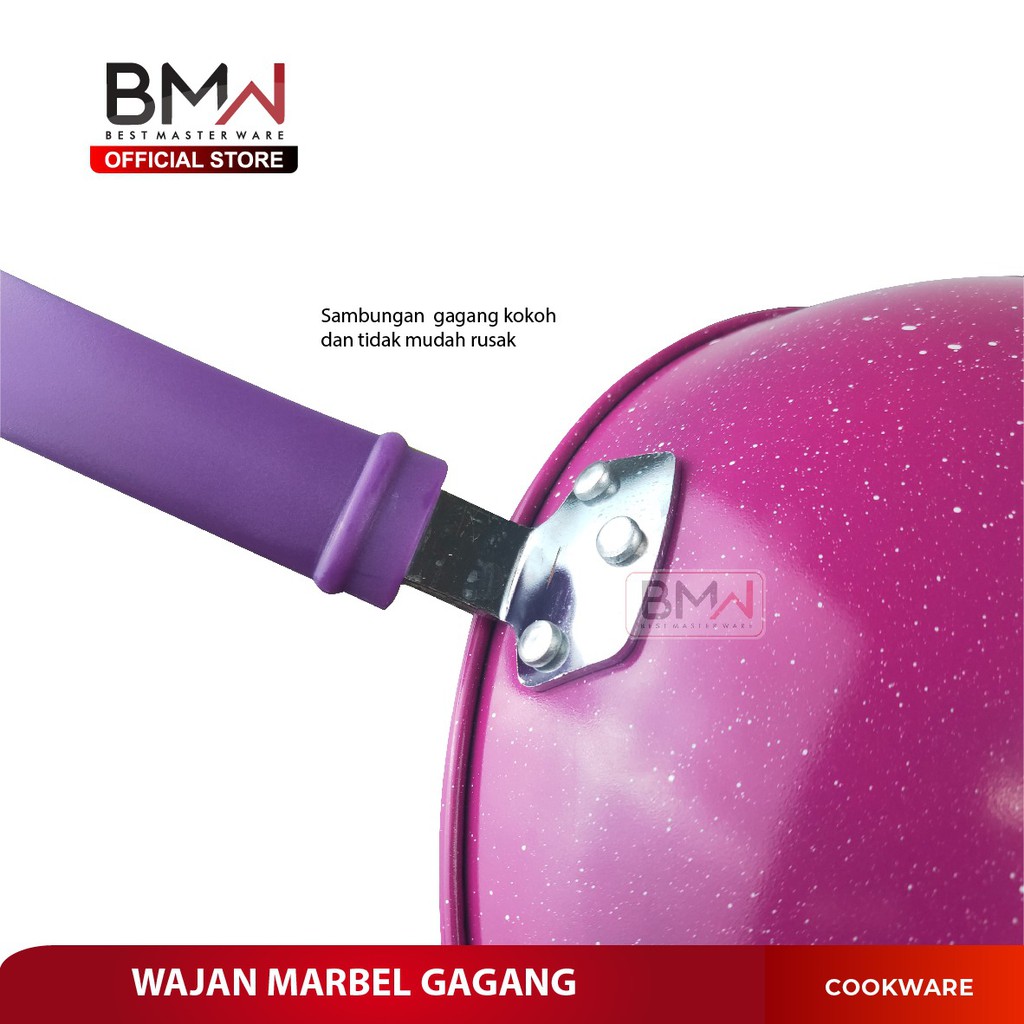 Wajan Marbel Kuali Gagang Warna Penggorengan Wok Pan Stainless Steel