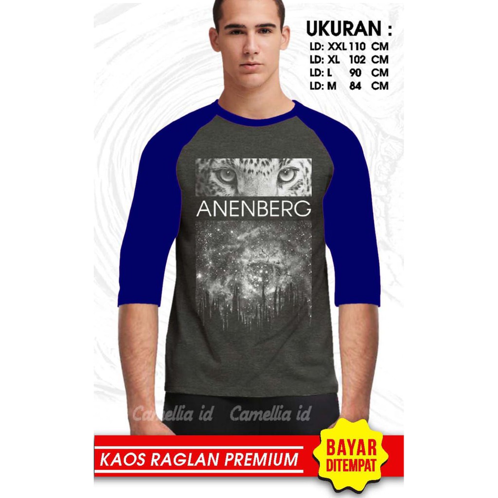 Kaos Raglan (ANENBERG)/Kaos Pria Lengan 3/4/ Kaos Pria/ Kaos Cowok/ Kaos Oblong/Misty