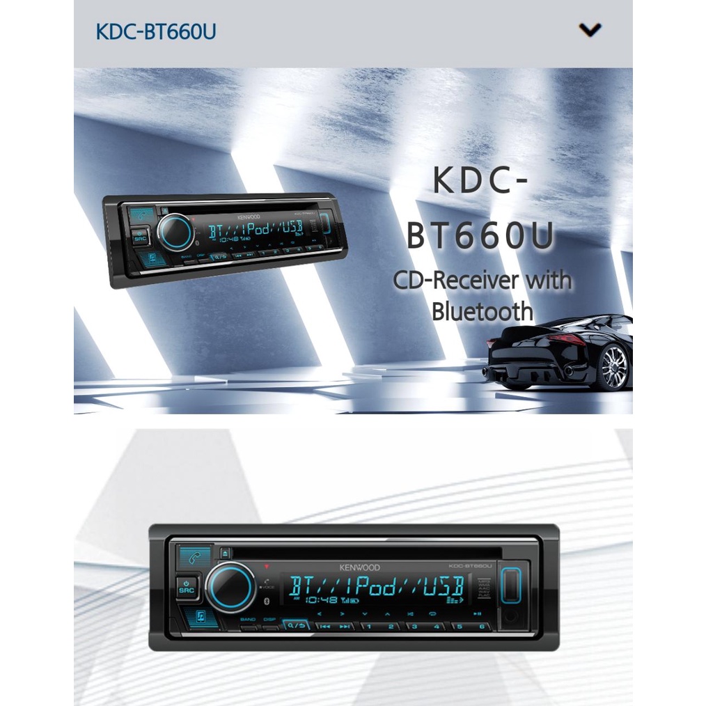 Head Unit Mobil Kenwood KDC-BT660U Single Din CD Bluetooth