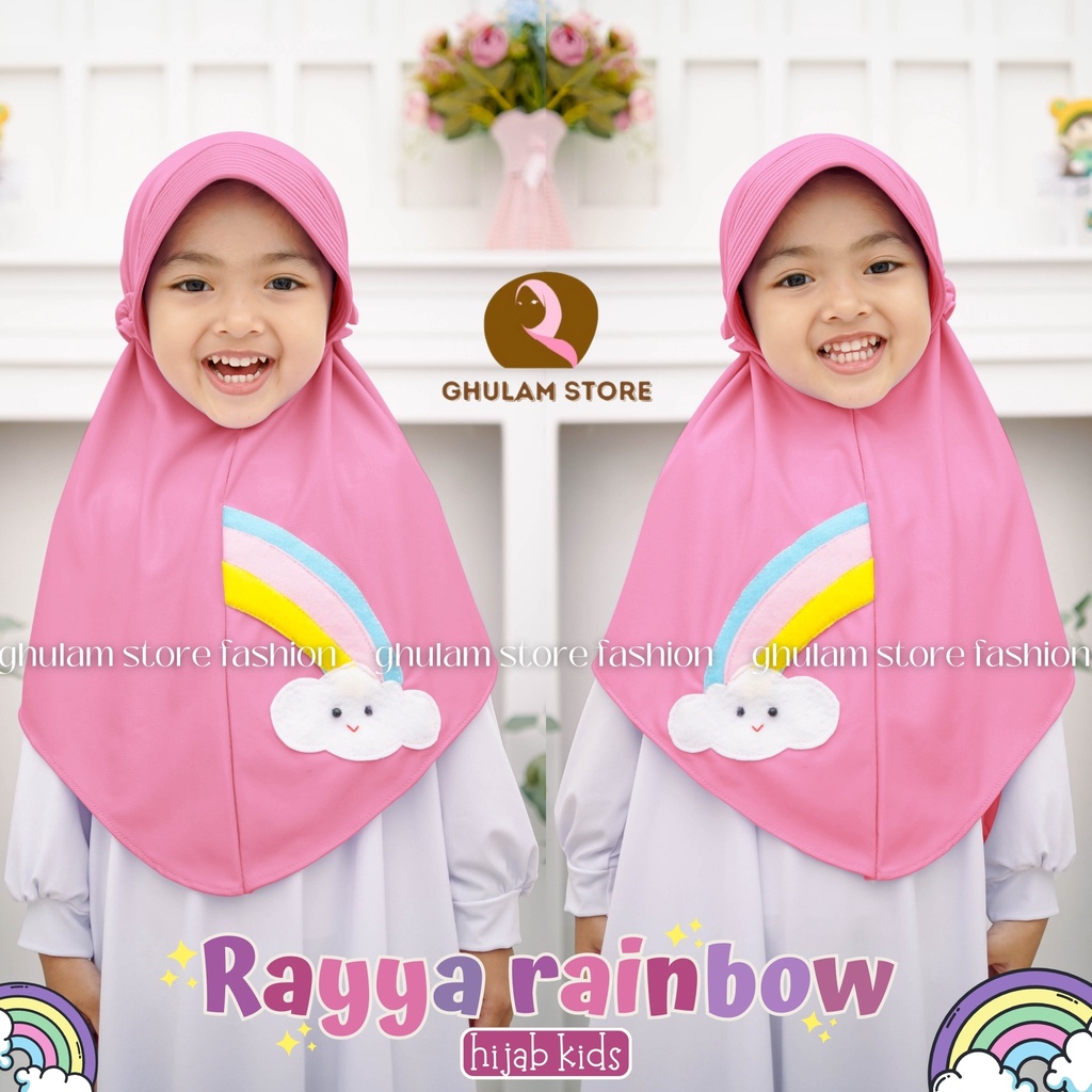 Jilbab Hijab Anak TK Rayya Rainbow / Hijab Anak TK Kekinian / Hijab Anak TK Tali Karet / Jilbab Anak