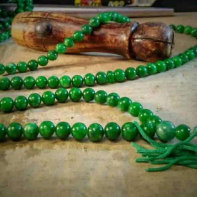 Tasbih Muslim Batu Giok Hijau 10 mm