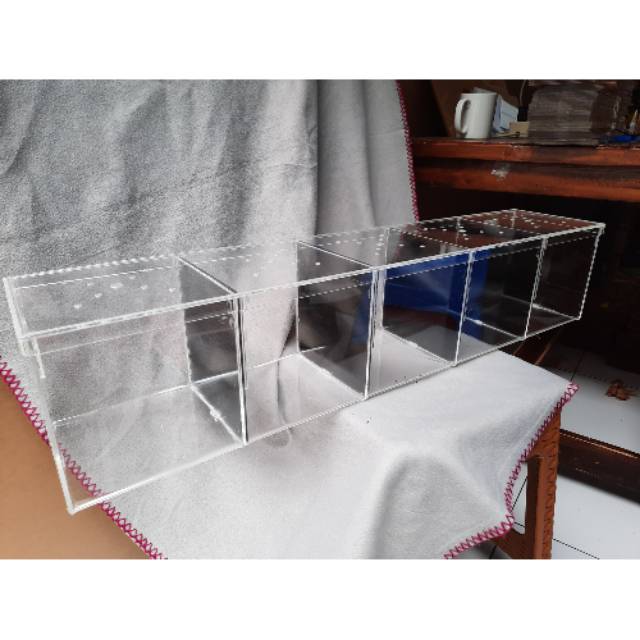 Soliter 5 kamar  75x15x15  3mm sekat hitam+bening dan cover