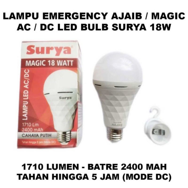 SURYA LAMPU LED MAGIC AC DC GENIUS AJAIB 18WATT / EMERGENCY LAMP DARURAT