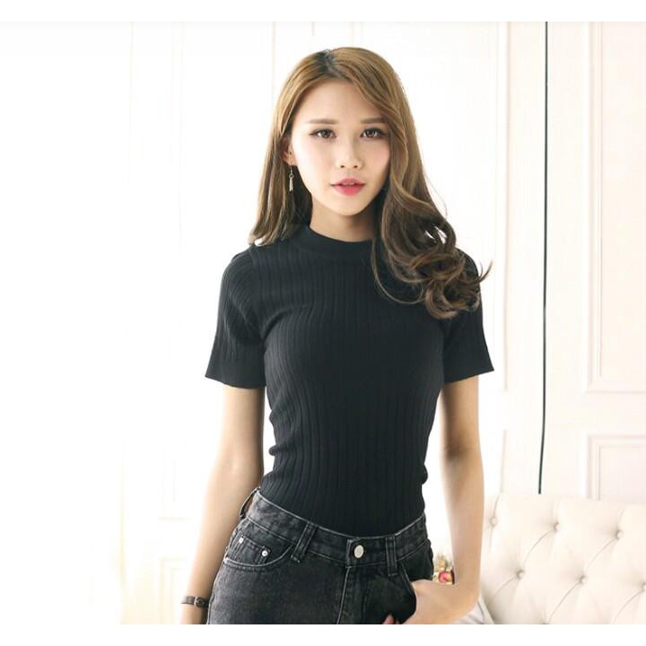 TOP KNIT SWEATER / TOP LINE / CROP TOP WANITA / SWEATER RAJUT POLOS