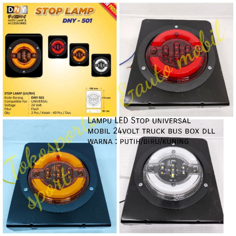 Lampu Stop LED kotak universal mobil 24volt box truck bus Elf stop Lamp LED DNY 501