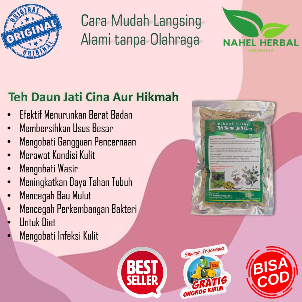 Teh Pelangsing Penurun Berat Badan Daun Jati Cina Original - Obat Diet Pengecil Perut Buncit Dan Ala