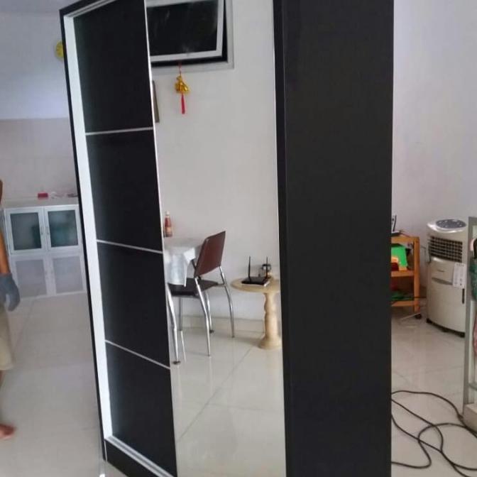 Lemari Pakaian 2 Pintu Sliding Jumbo Duco+Hpl /Lemari Baju Hpl/Duco