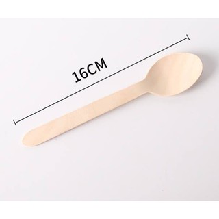 100 pcs sendok kayu sekali pakai  16 cm disposable wooden 