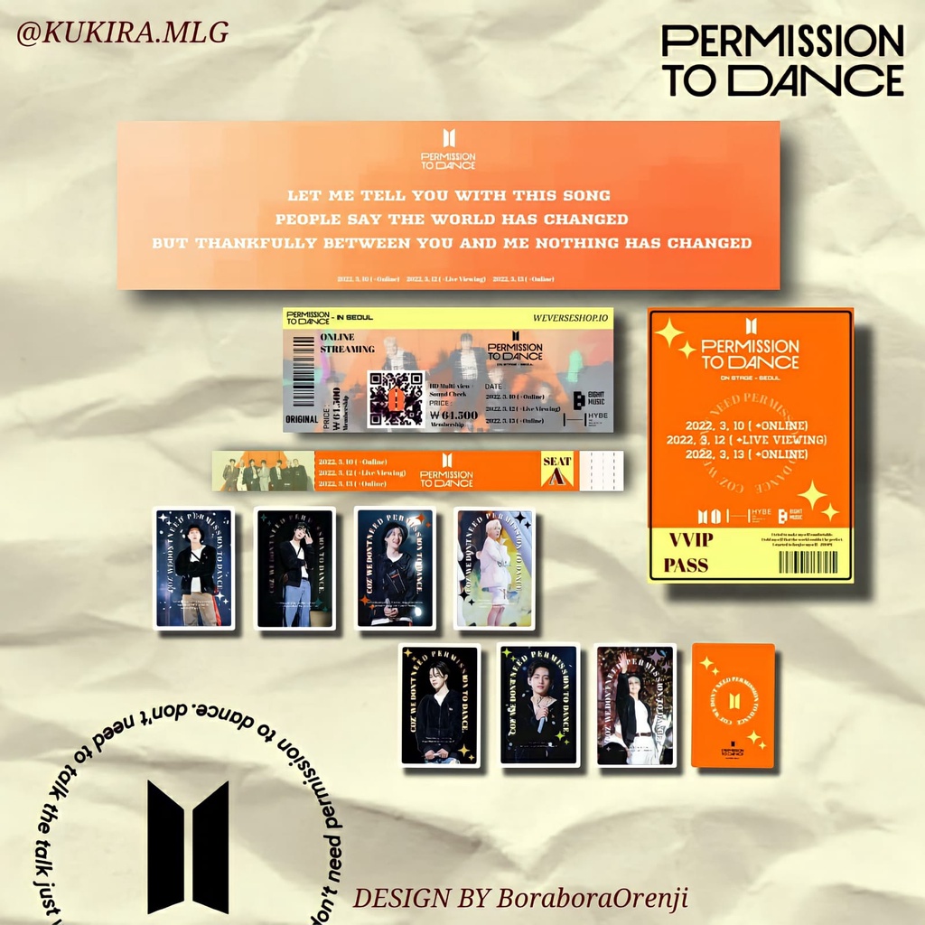 FANKIT BTS TICKET PERMISSION TO DANCE IN LAS VEGAS AND SEOUL 2022