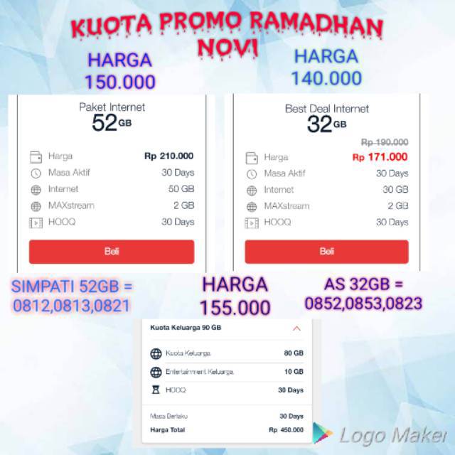 Paket Internet Murah Telkomsel 52gb Dan 32gb Shopee Indonesia