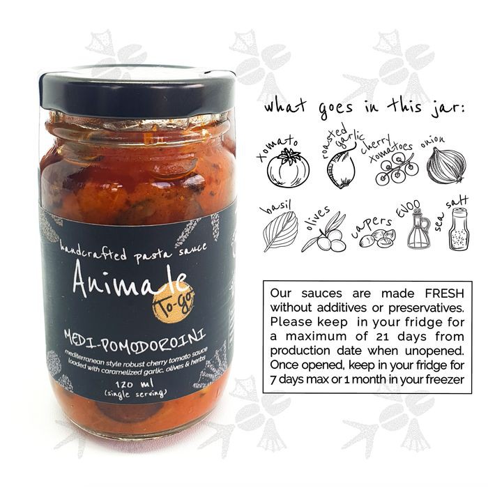 

Animale Medi Pomodorini pasta sauce, mediterranean cherry tomato olive