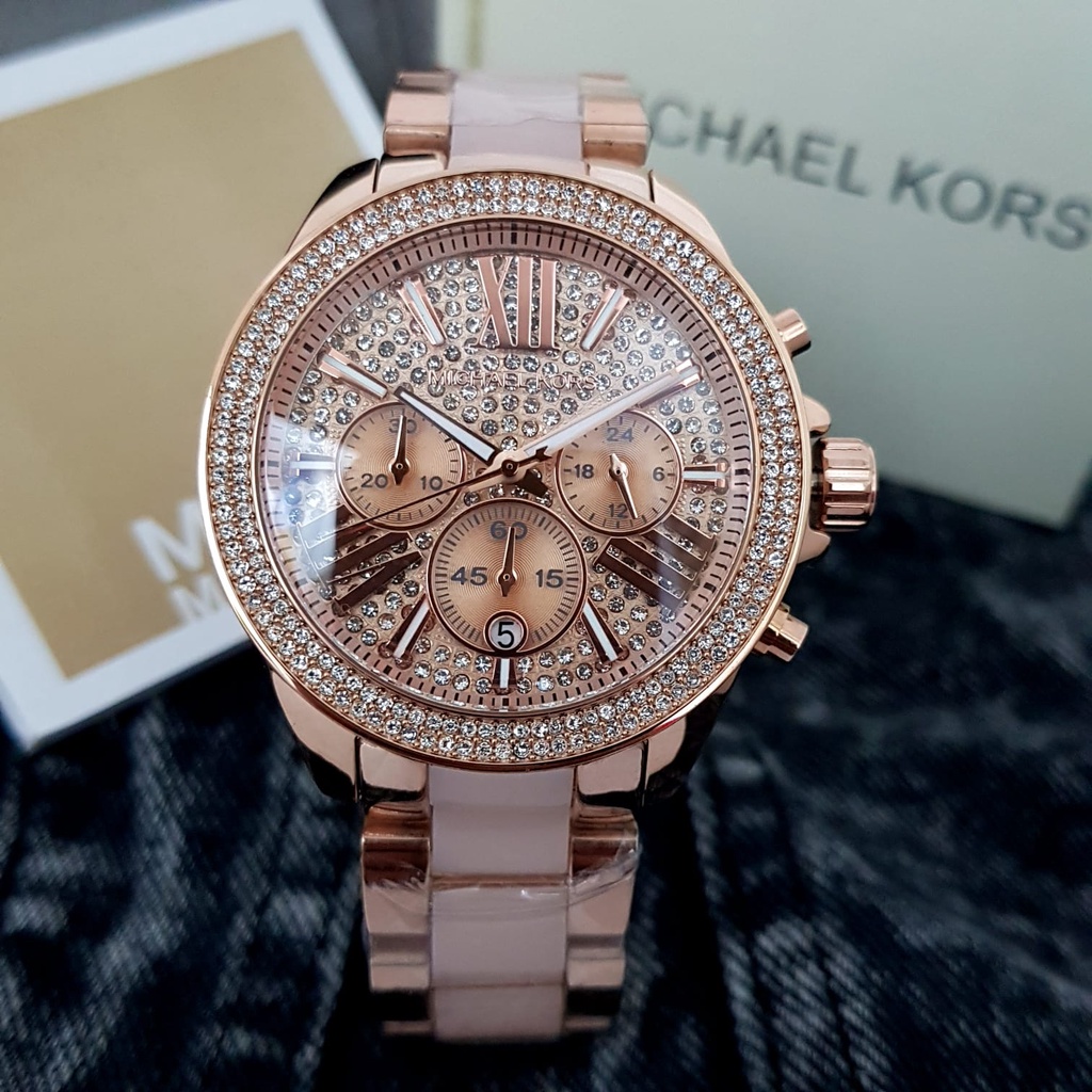 Jam Tangan  Wanita Michael Kors Original MK6096 Strap Combi Keramik