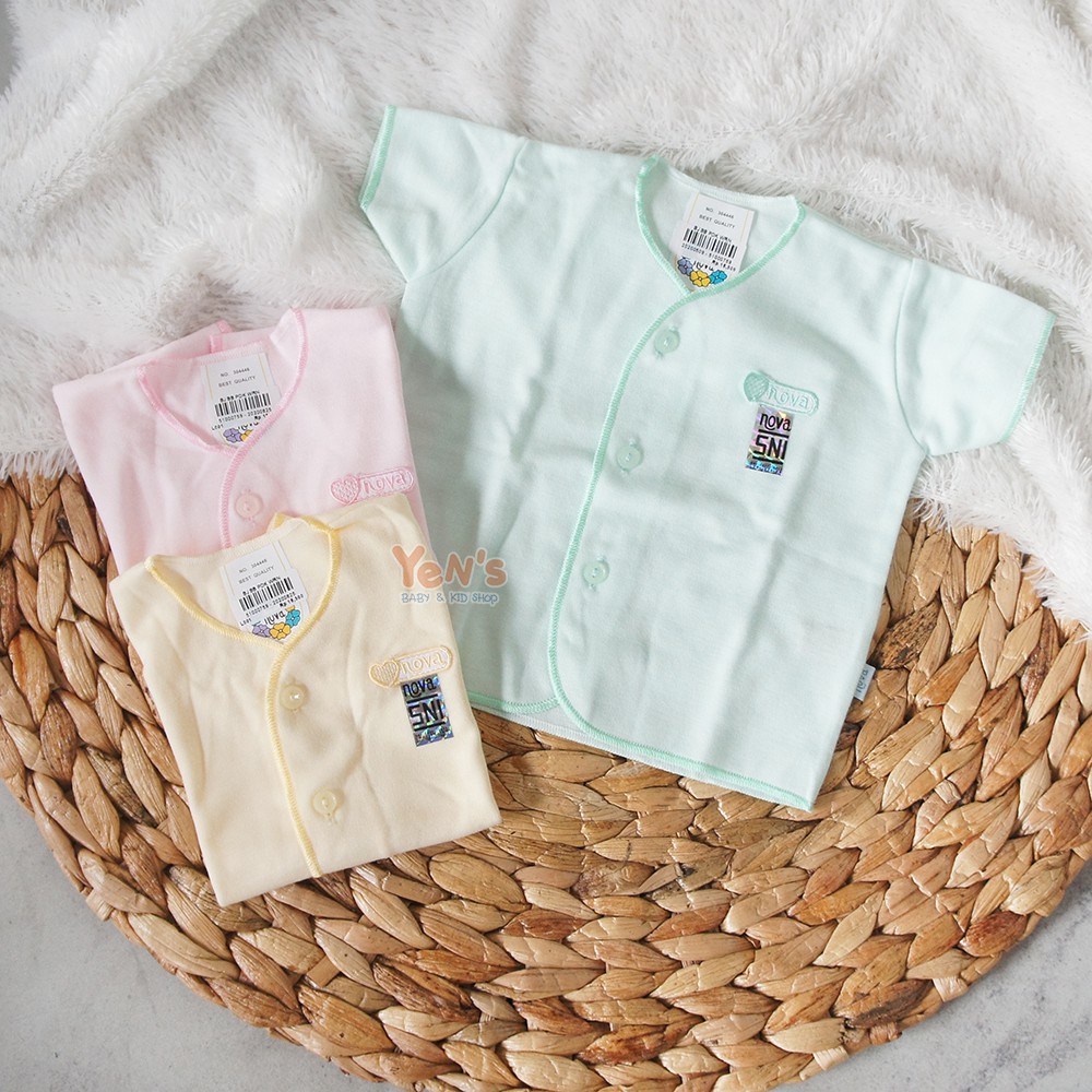 Nova Baju Bayi Kancing Tangan Pendek Warna Polos