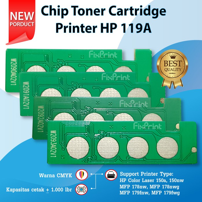 Chip Toner Cartridge 119A W2090A Black W2093A Cyan W2093A Yellow W2093A Magenta Printer 150a 178nw