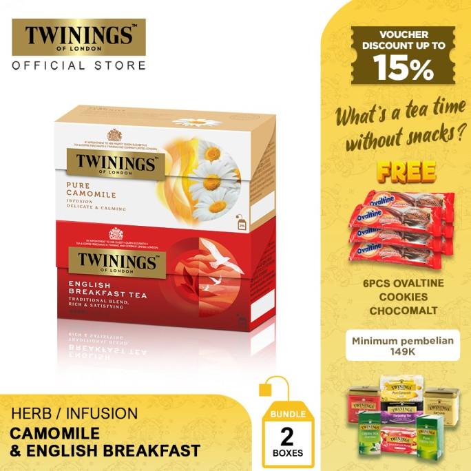 

[ COD ] [Paket Bundle] Twinings Teh Celup Pure Camomile dan English Breakfast HEMAT Kode 1116