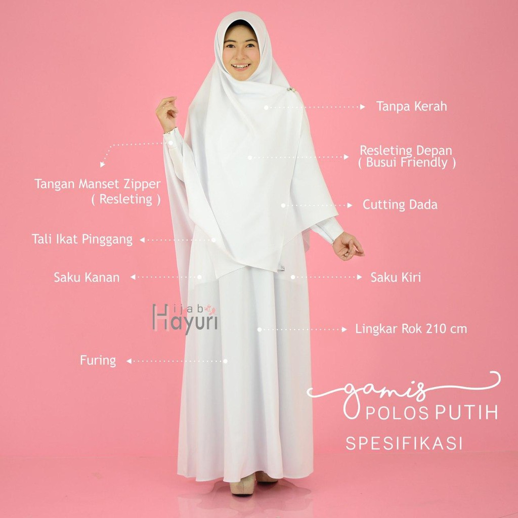 Gamis Polos Putih by Hayuri