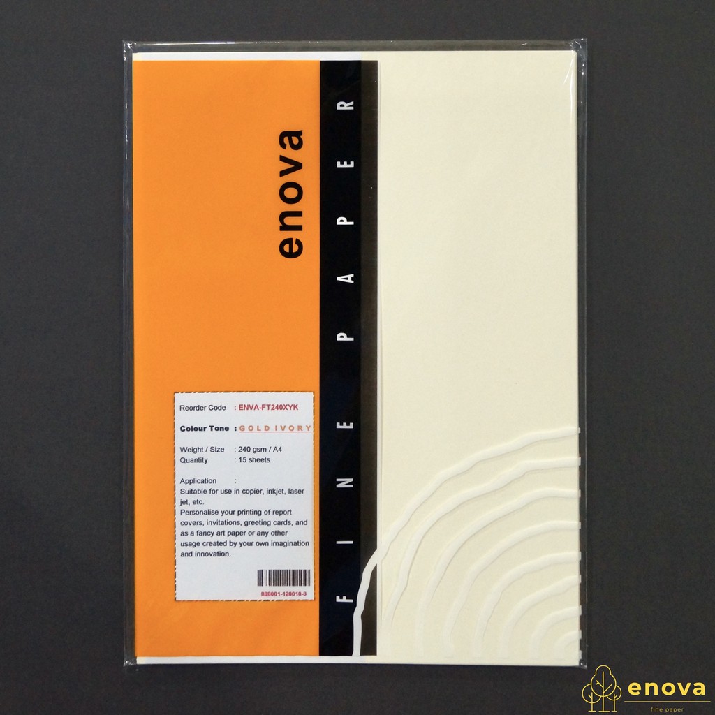 

Fancy Art Paper ENOVA | Gold Ivory | A4 240GSM (Putih Gading)