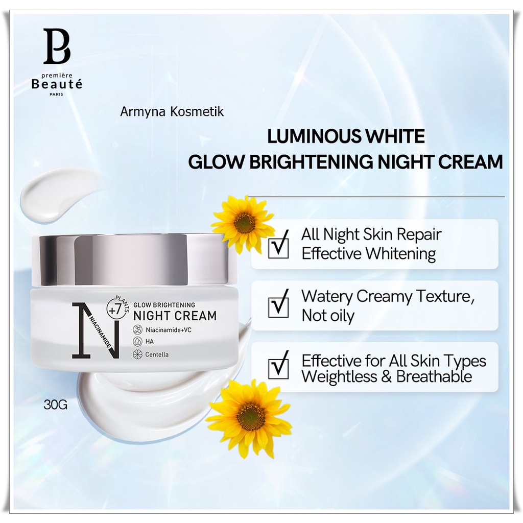 [ORI] Night Cream Premiere Beaute Luminous Krim Malam Treatment Pelembab Wajah - BPOM 30 gram