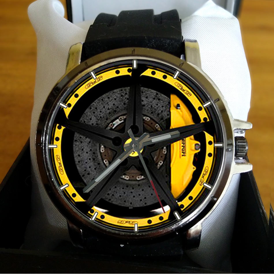 JUAL Jam Tangan Pria Keren Velg Ferarri Image Custom Analog Quartz