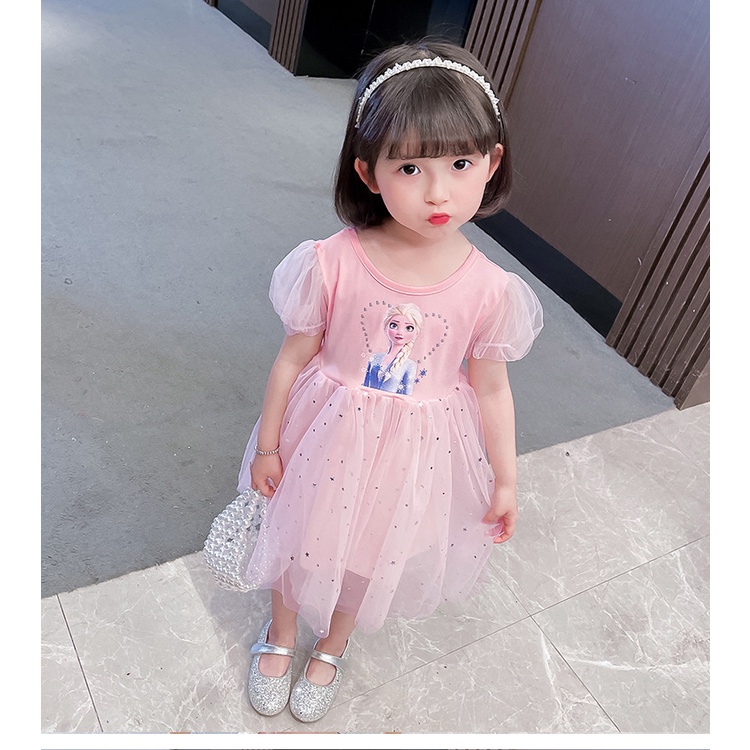 [PRINCESS KESLI] 1-9tahun Frozen Elsa Baby Princess Dress/Gaun Anak Perempuan/Gaun Gelembung Jala/Baju anak/Dress anak perempuan/rok anak/gaun bayi/kado anak perempuan ulang tahun