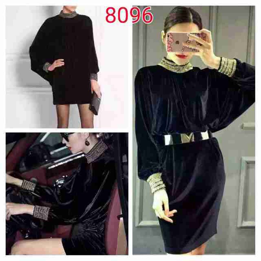 Dress bludru hitam Import   Minidress Velvet premium   Dress pesta lengan panjang hijab muslimah mi