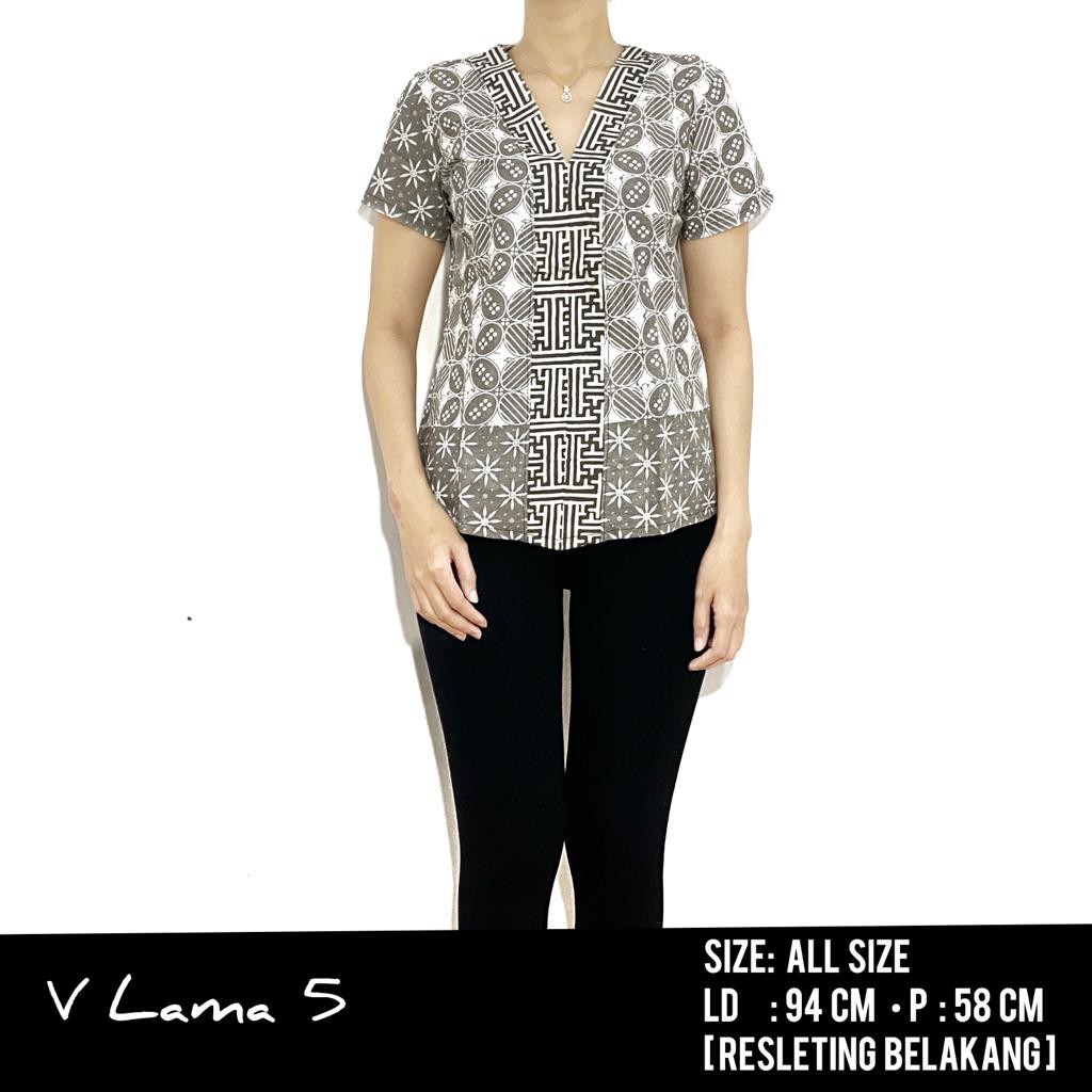 COMFORTCLOTHES9 - [ REAL PICT] Atasan Batik Wanita V Neck Baju Kantor