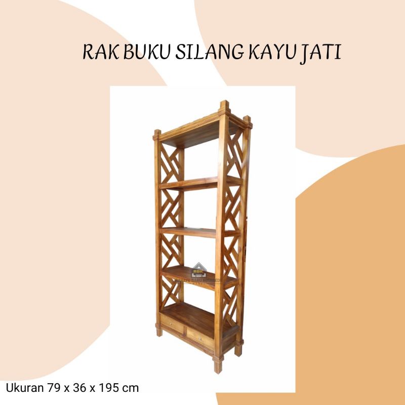 Rak buku kayu jati Rak Serbaguna Rak Buku Rak Kayu