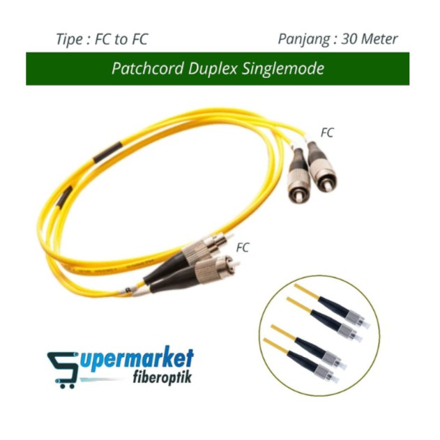 Patchcord Fiber Optik Duplex SingleMode FC to FC Panjang 30 Meter