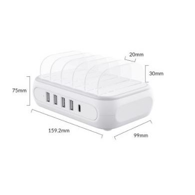 Charger station orico 5 port Usb-A pd type-c 6A 50W fast charging with stand holder phone apd-4u1c