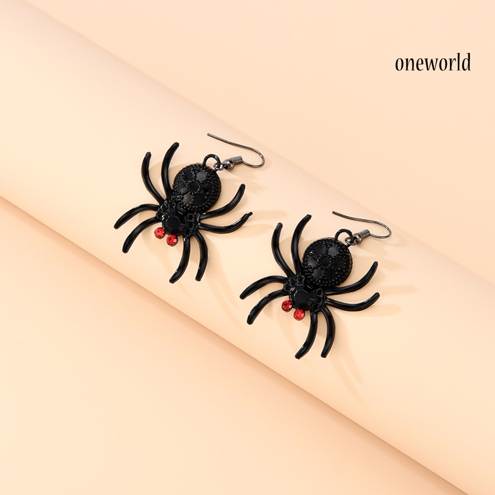 OW# 2Pair Gothic Style Spider Shape Eardrop Hook Earrings Women Jewelry Accessories