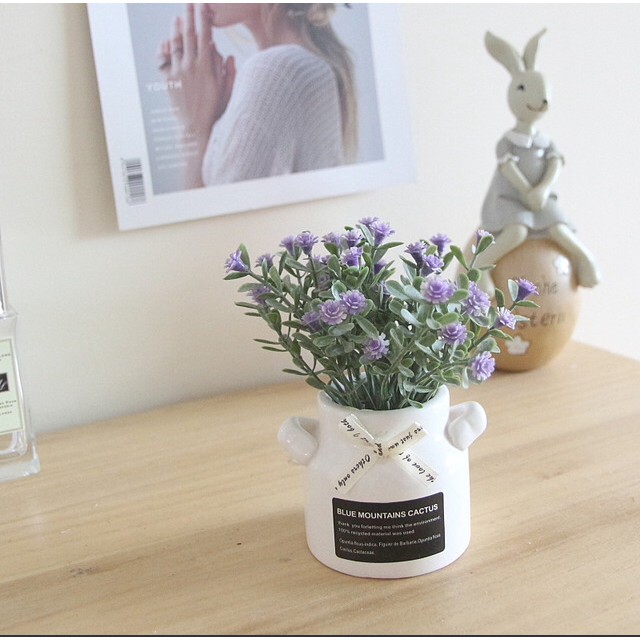 BUNGA PLASTIK TANAMAN ARTIFICIAL FLOWER GYPSOPHILA VAS KERAMIK BUNGA PALSU HIAS-8