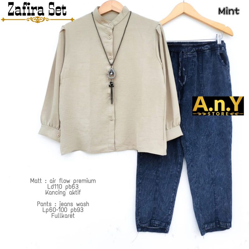 Zafira Set Blouse dan Pants Jeans