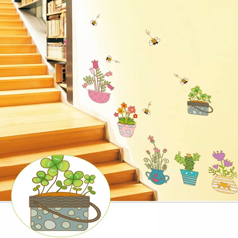 RELIZA WALL STICKER POT TULIP TANAMAN DAPUR KITCHEN STIKER DINDING SK7065