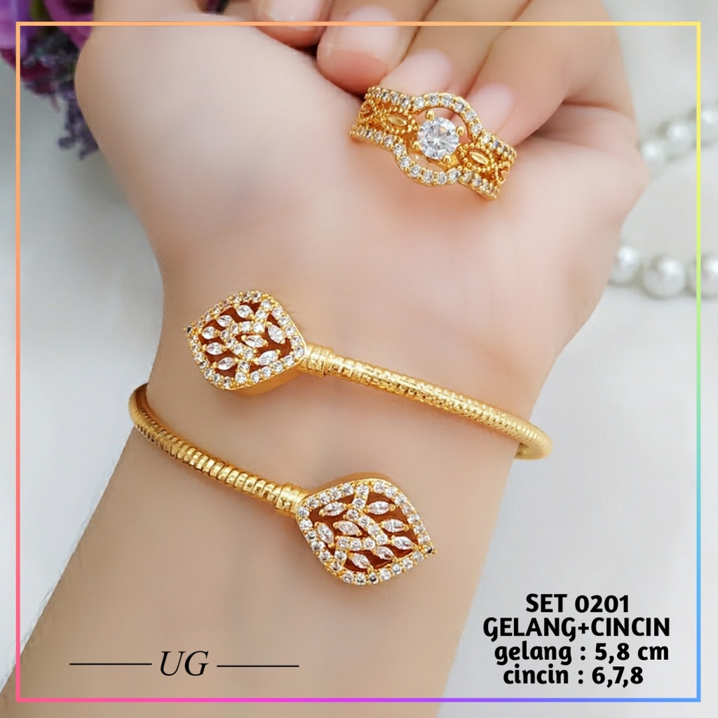 Set Perhiasan Xuping Set Dewasa Labu Permata Zirkon Perhiasan Wanita Satu set Lapis Emas Gold  (gelang + kalung + cincin + anting) 0201