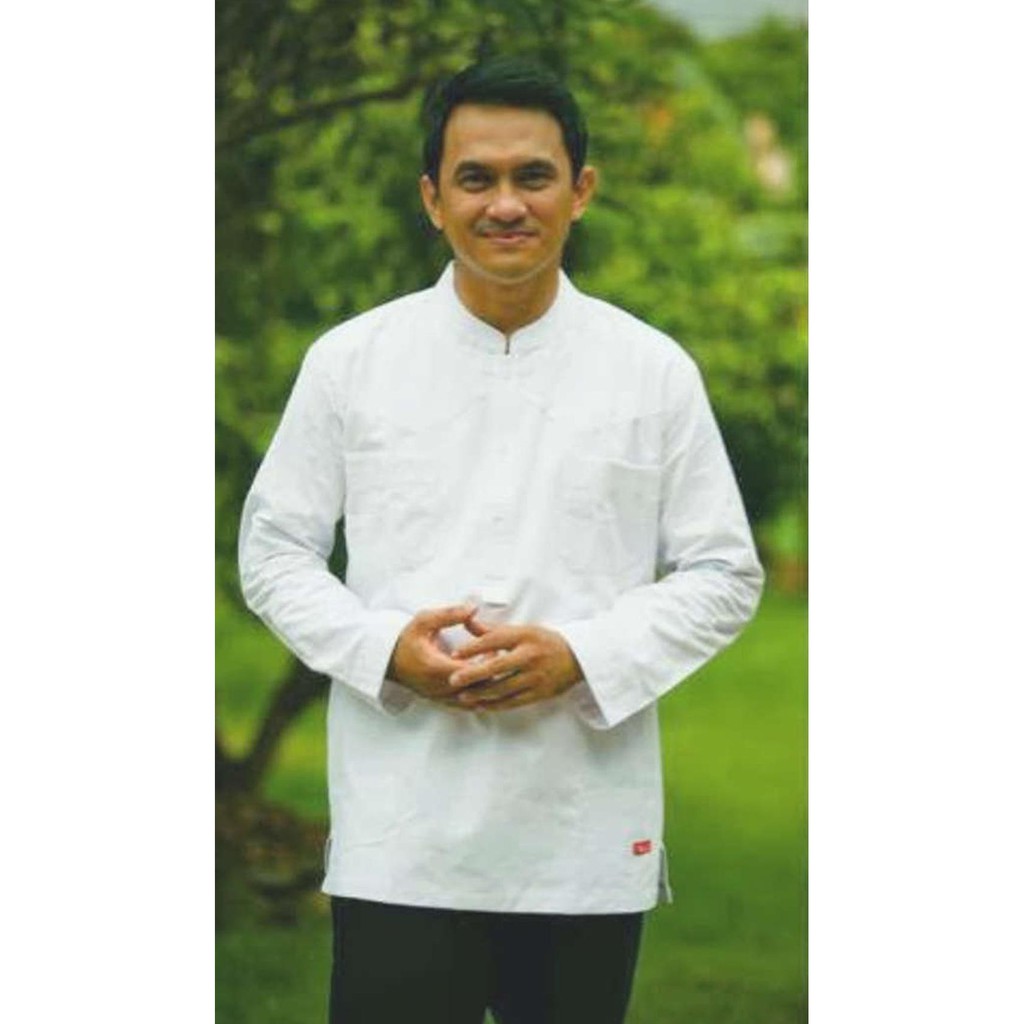 Murah Meriah Baju Koko Warna Putih Elegan Bahan Katun Sweeding Berkualitas, Nibras Nsk 13 Putih