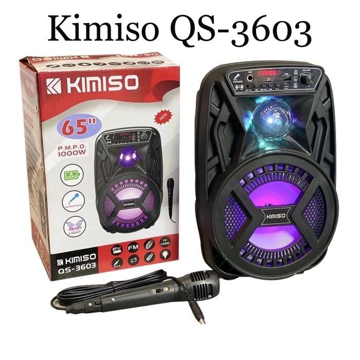 new~ Speaker Bluetooth KIMISO QS-3603 SERIES 6.5 Inchi Free Mic Karaoke FM Radio USB Memory Card