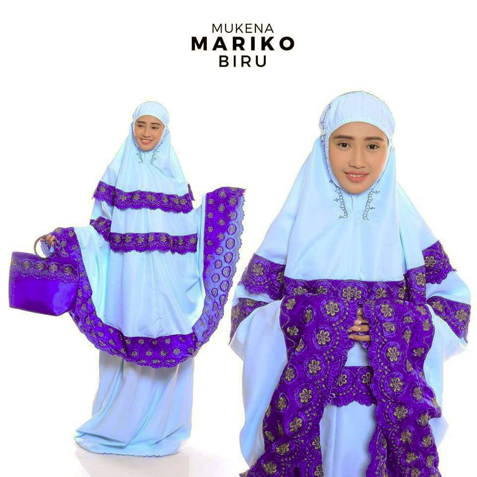 MUKENA DEWASA MARIKO BIRU MUKENA KATUN DEWASA MURAH TERLARIS
