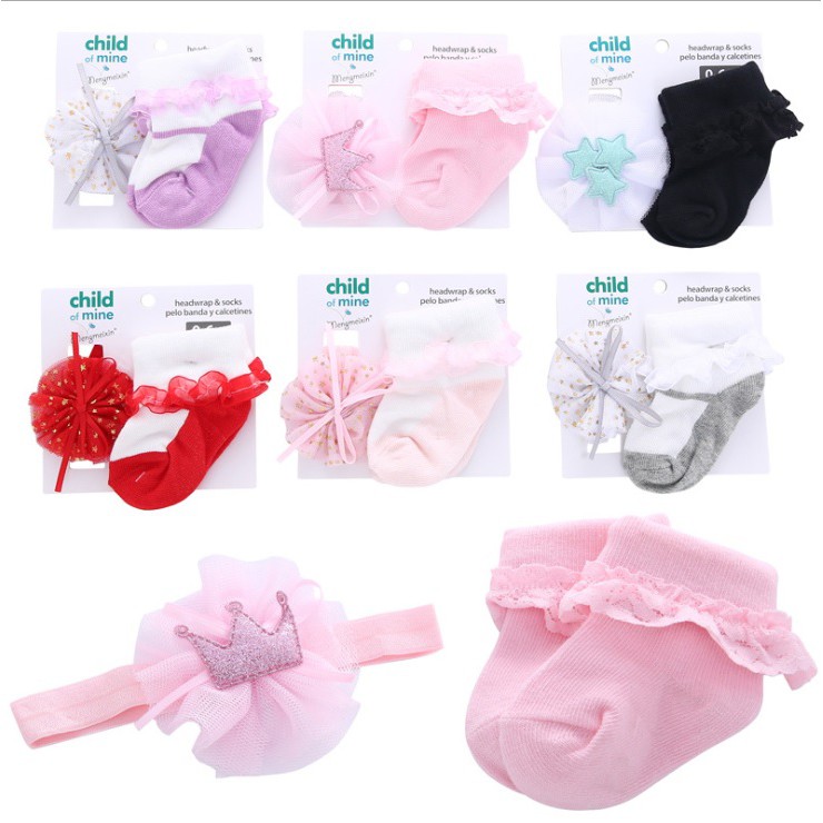 Set bandana/ bando bayi dan kaos kaki bayi import