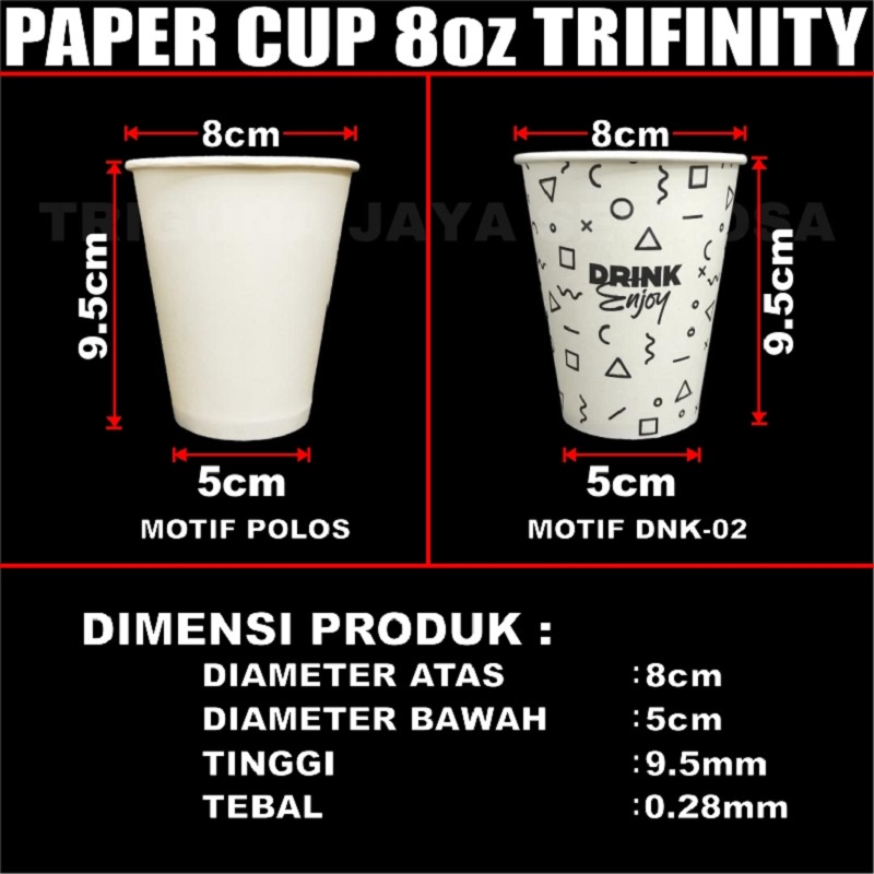 Paper Cup 8oz 50pcs Gelas Kertas Kopi Tahan Panas 240ml Murah